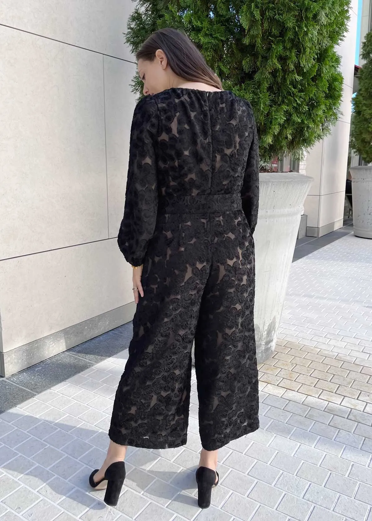 Brie Long-Sleeve Jumpsuit Velvet Floral