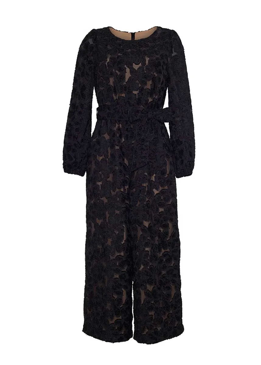 Brie Long-Sleeve Jumpsuit Velvet Floral