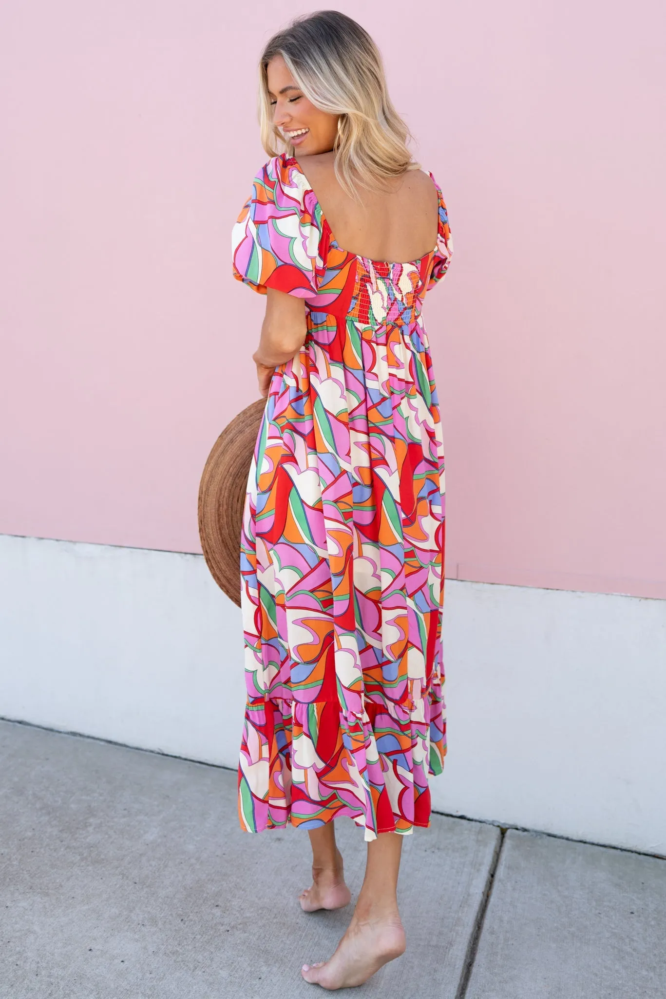 Bundle Of Energy Pink Multi Print Maxi Dress