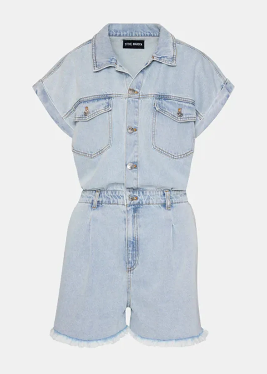 Calliope Romper - Stone Wash Blue