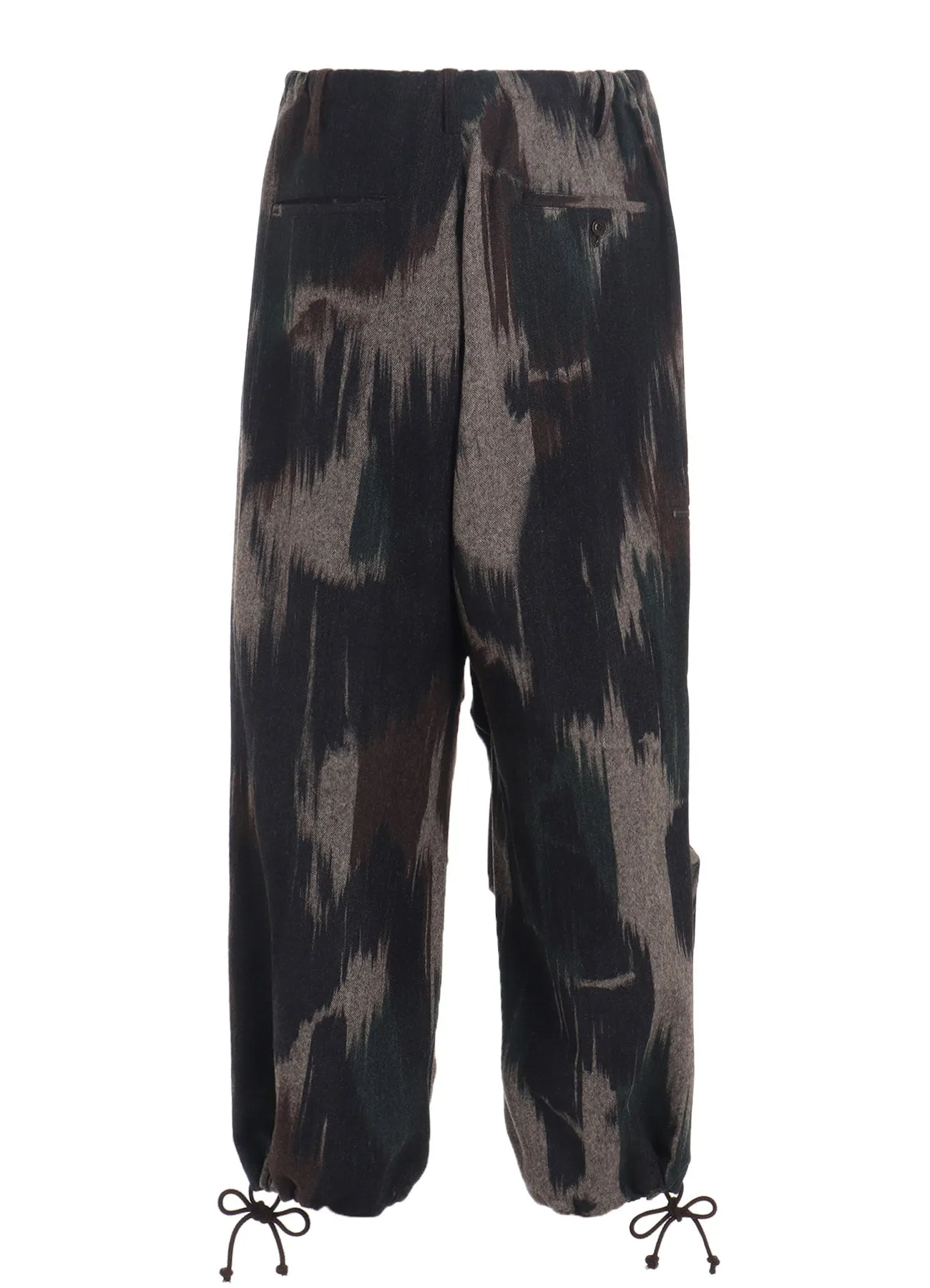 CAMOUFLAGE TWEED KNEE TUCK WIDE PANTS