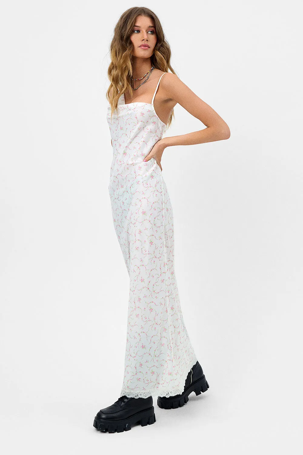 Cara Satin Maxi Dress - Day Lily