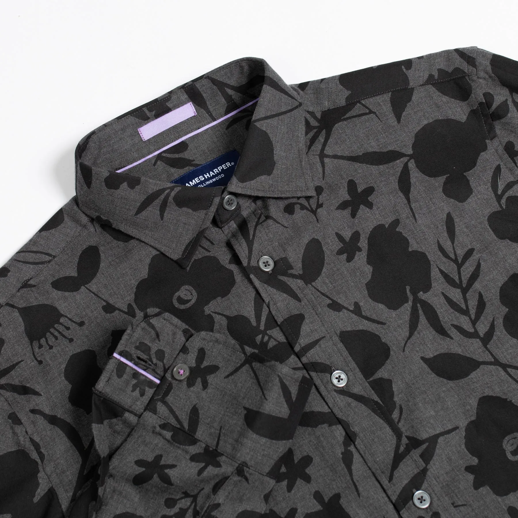 Charcoal Abstract Floral Cotton Flannel Shirt