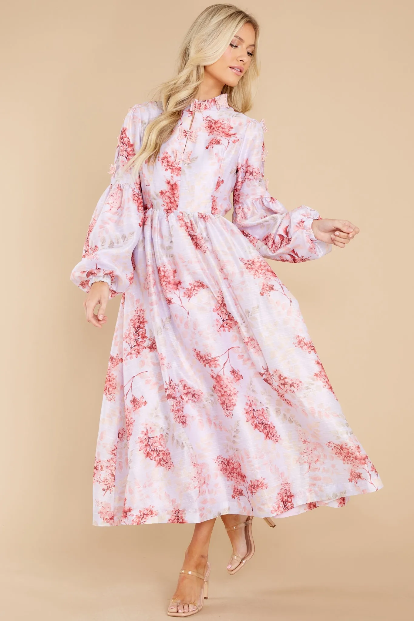 Chasing Butterflies Pink Floral Print Maxi Dress