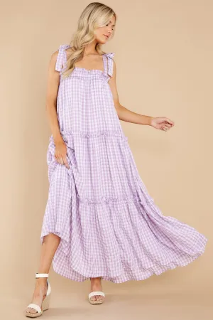 Cherished Memories Purple Gingham Maxi Dress