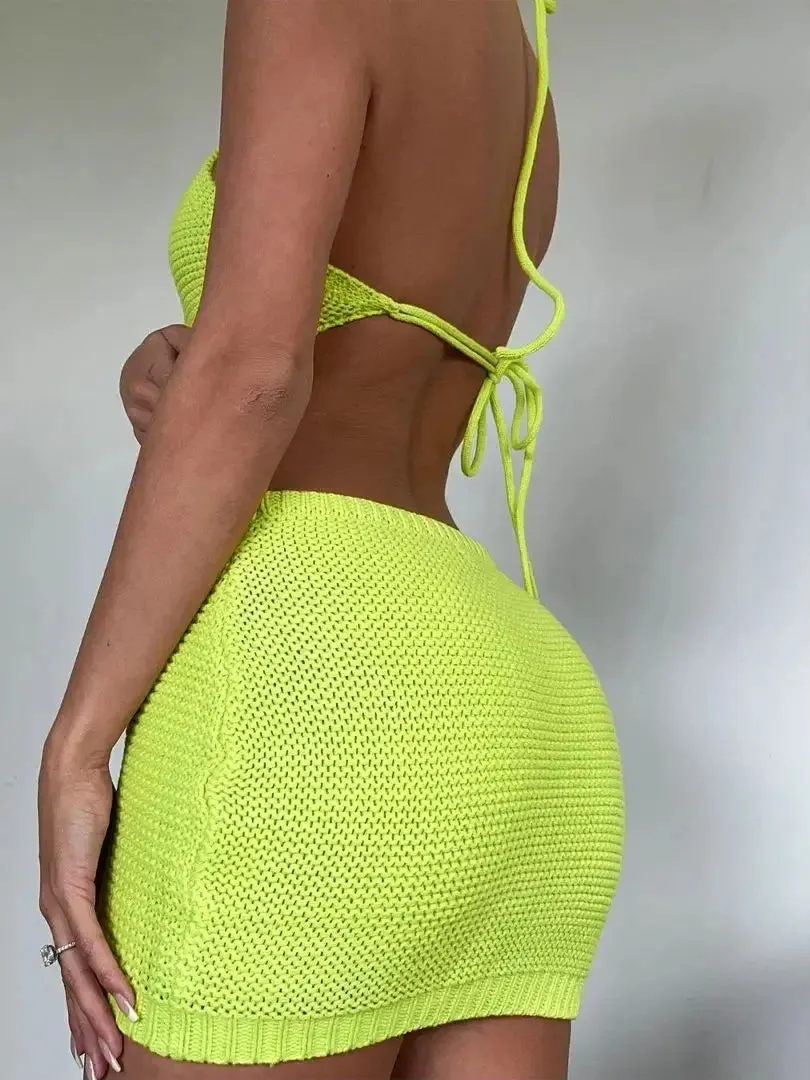 Chic Halter Knit Mini Dress