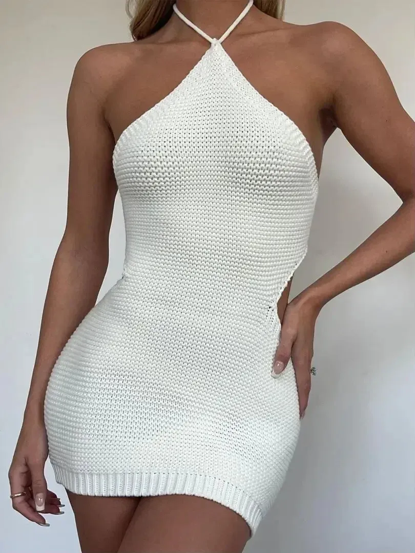 Chic Halter Knit Mini Dress