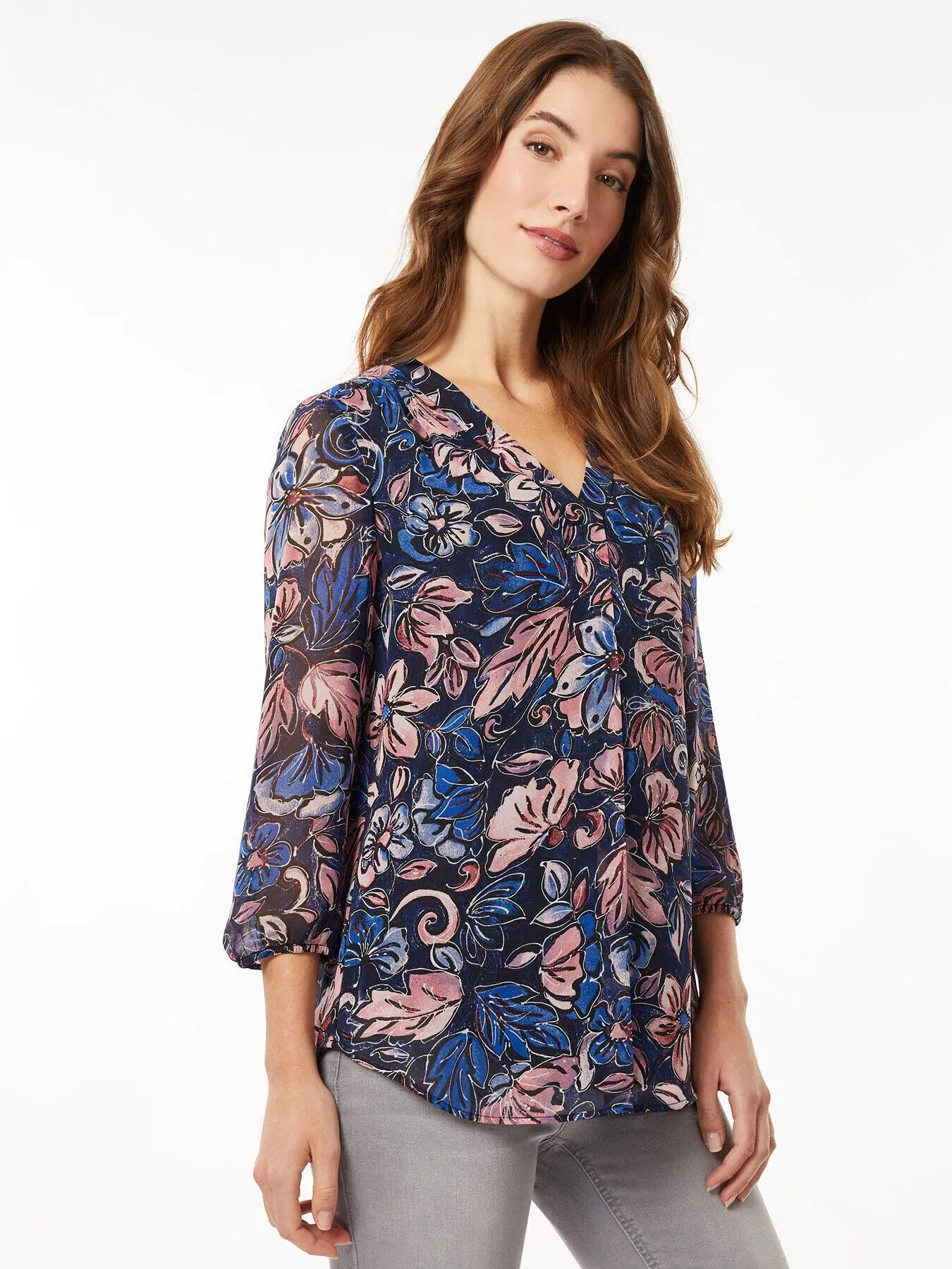 Chiffon V-Neck Kelly Blouse