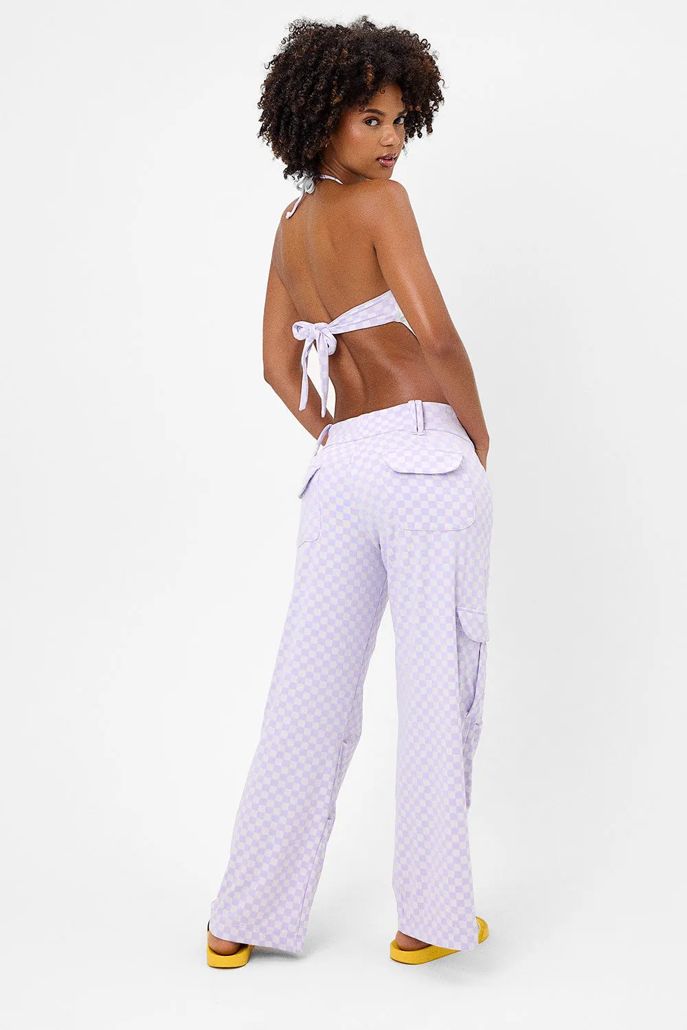 Chilli Checkered Cargo Pant - Purple Check