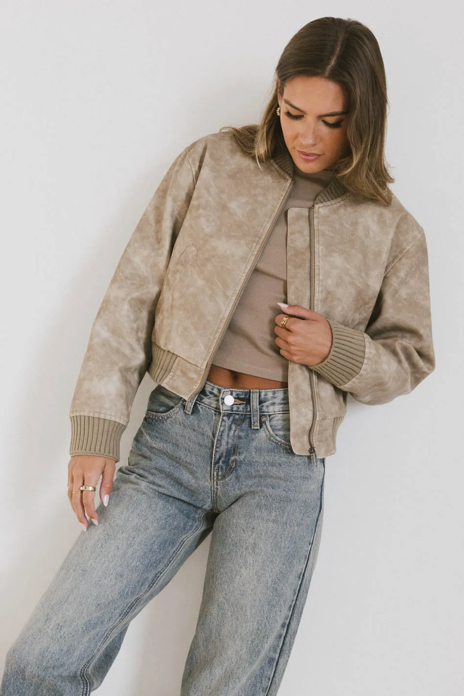 Clarissa Bomber Jacket in Tan