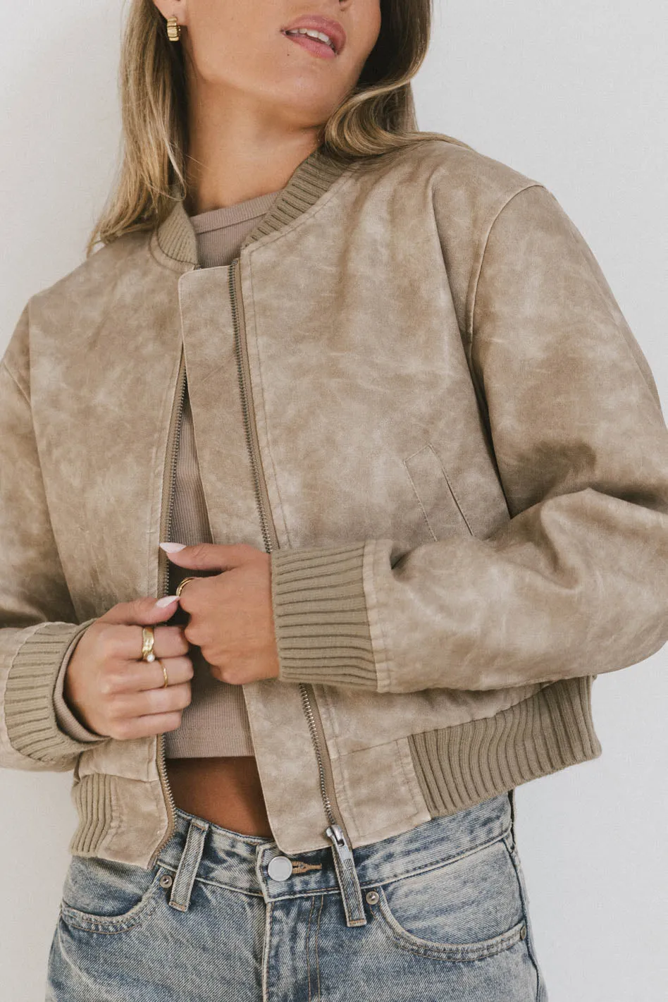 Clarissa Bomber Jacket in Tan