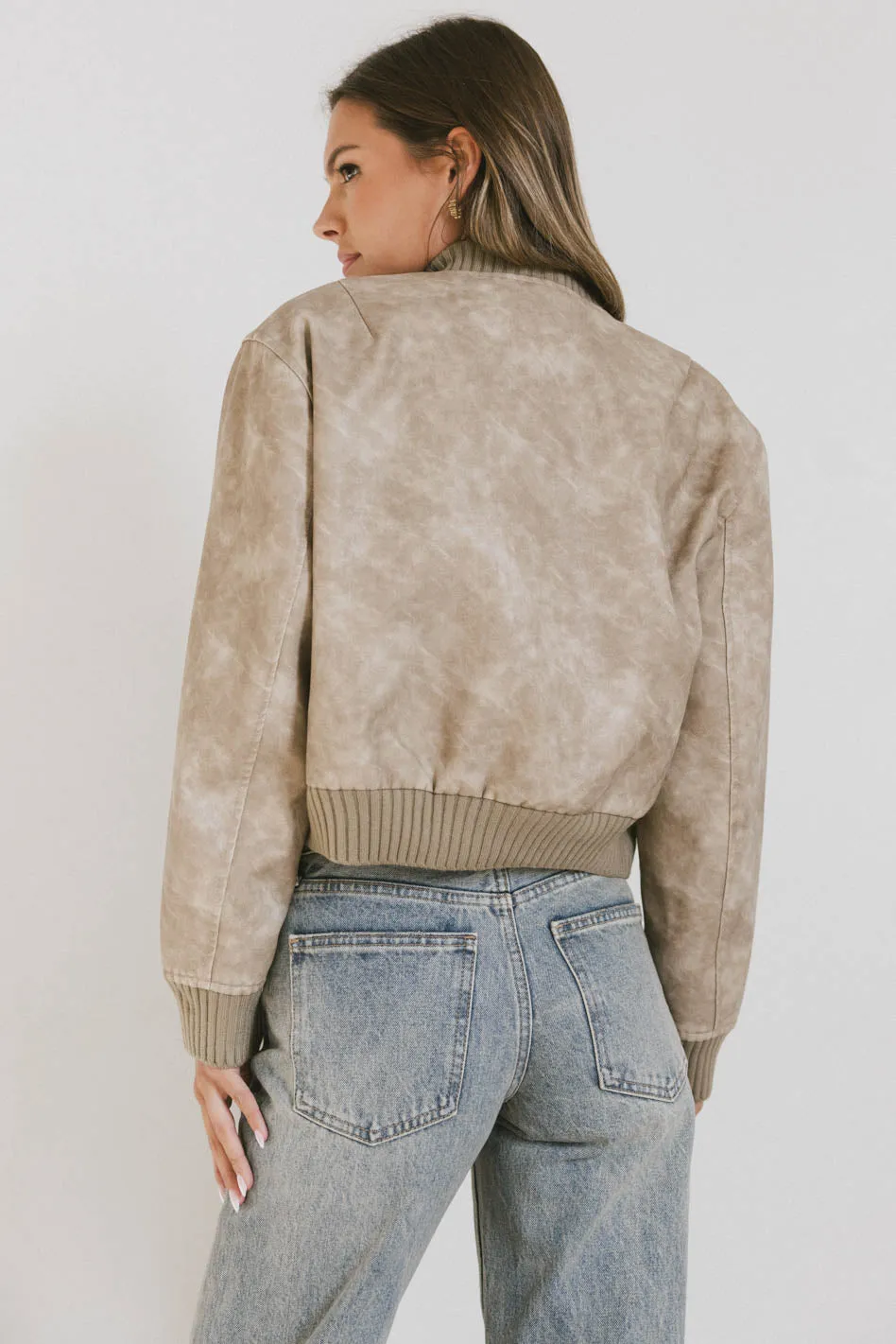 Clarissa Bomber Jacket in Tan