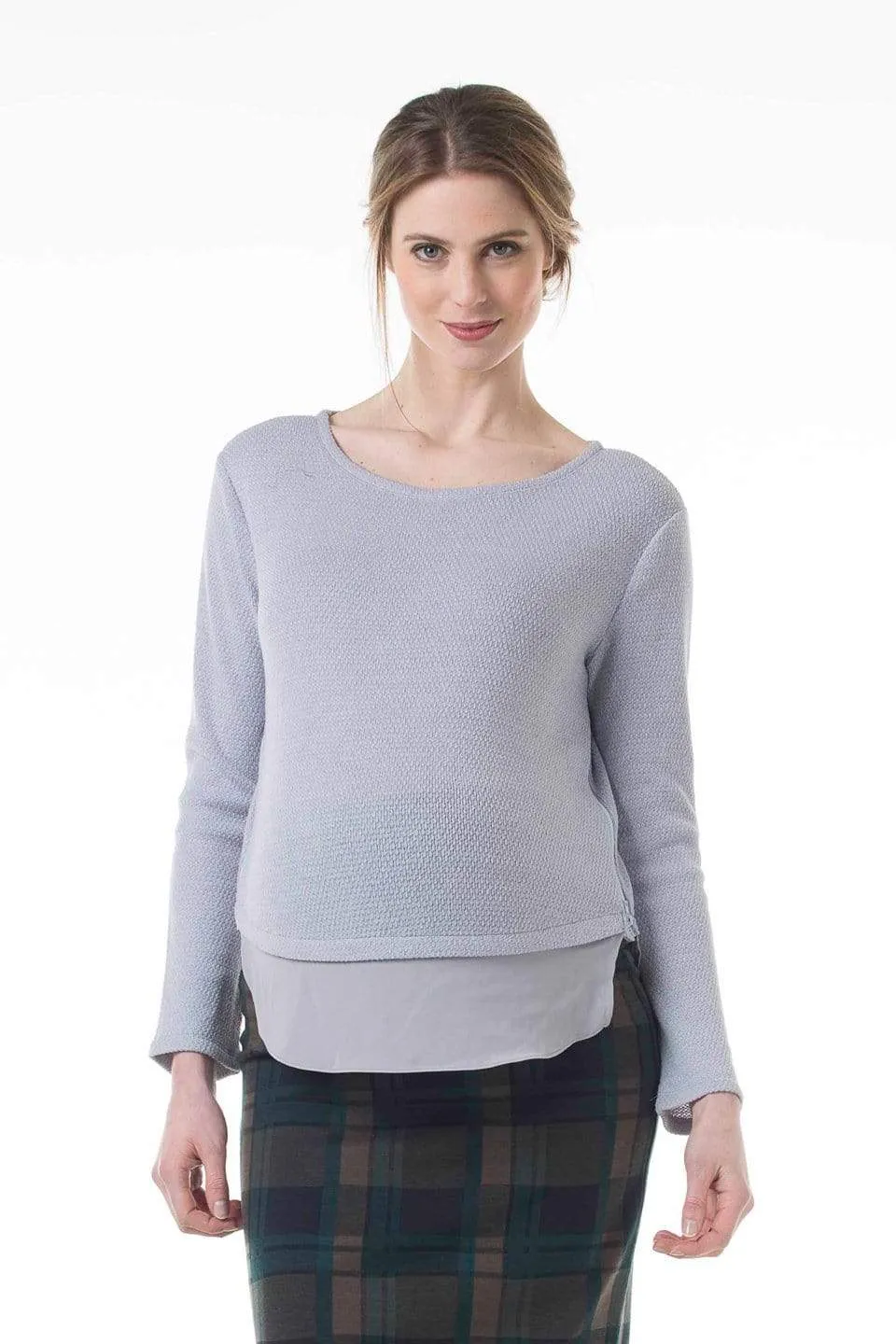 Cody Side Zipper Nursing Top Grey