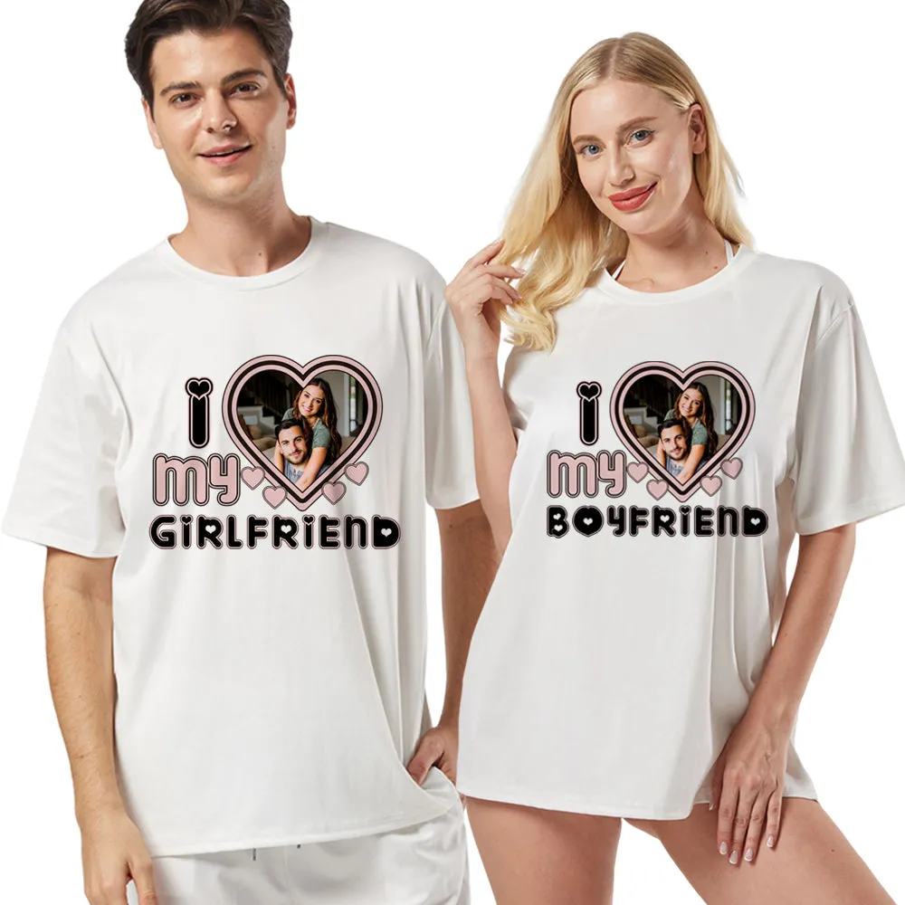 Couple Outfit Short-Sleeved T-Shirt Set Two Pieces I LOVE BOYFRIEND/GIRLFRIEND