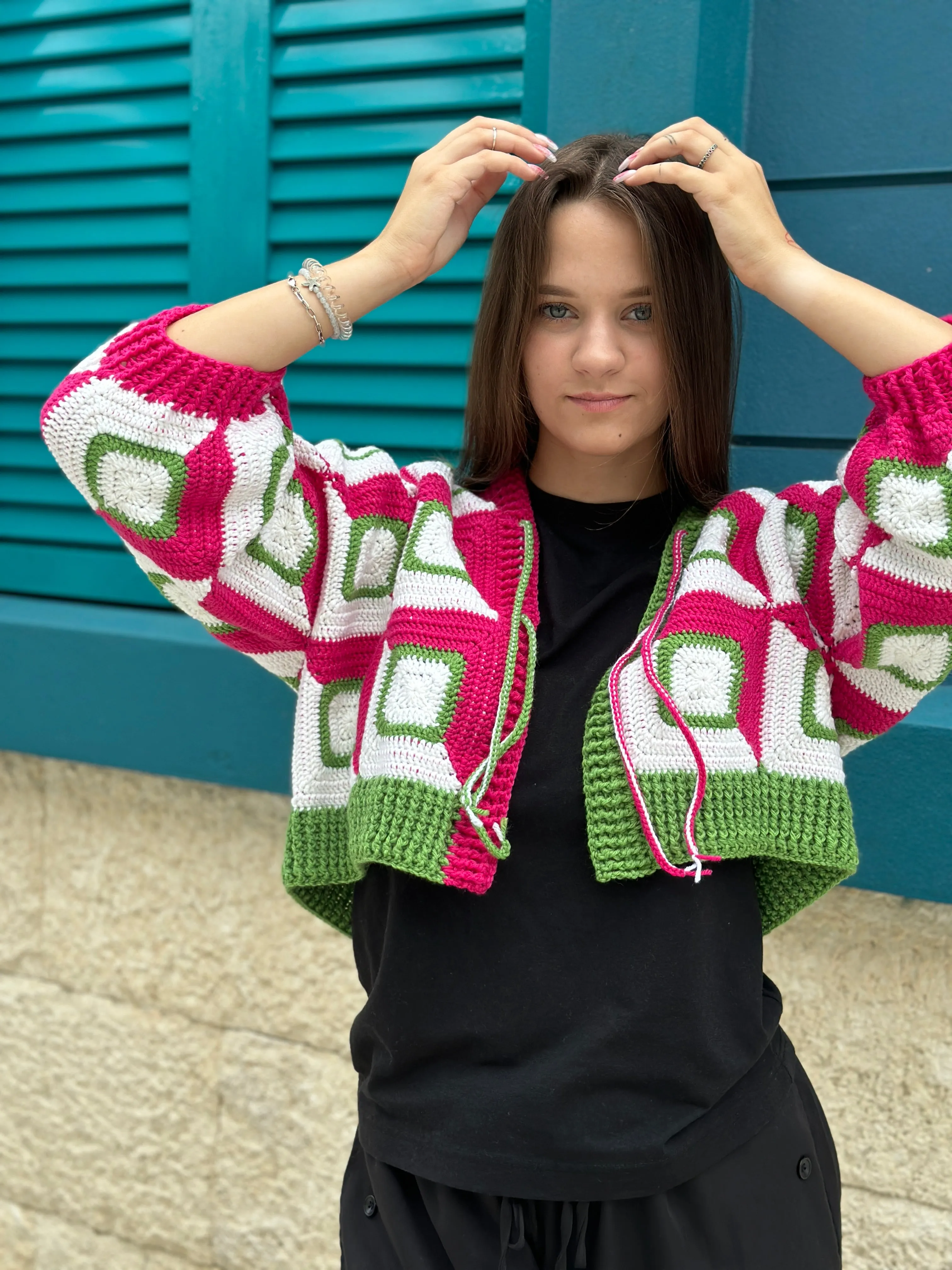 Crochet Geometry Jacket Amanda Granny Square PDF Pattern (instant download)