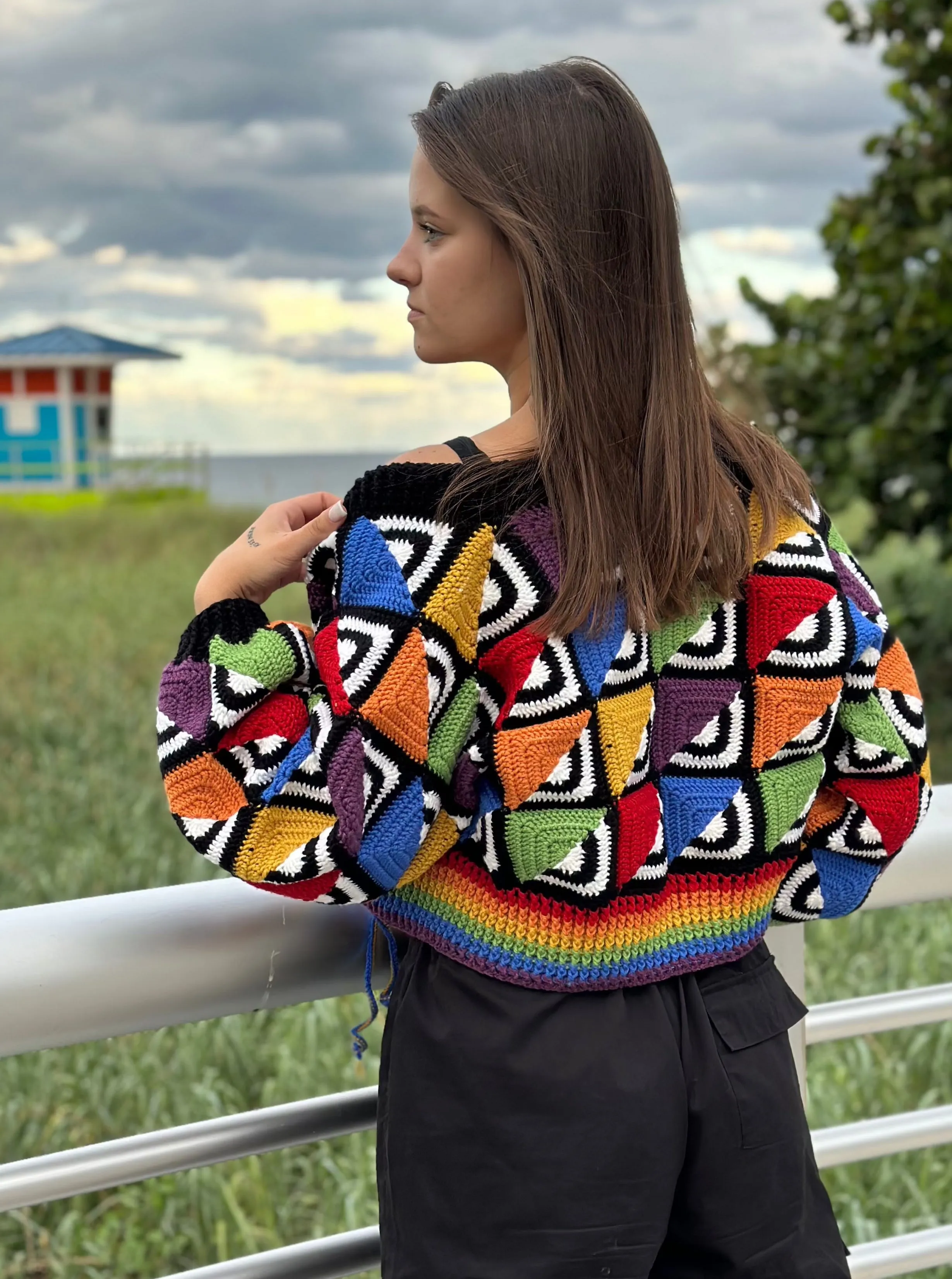 Crochet Geometry Jacket Beatriz Granny Square  PDF Pattern (instant download)