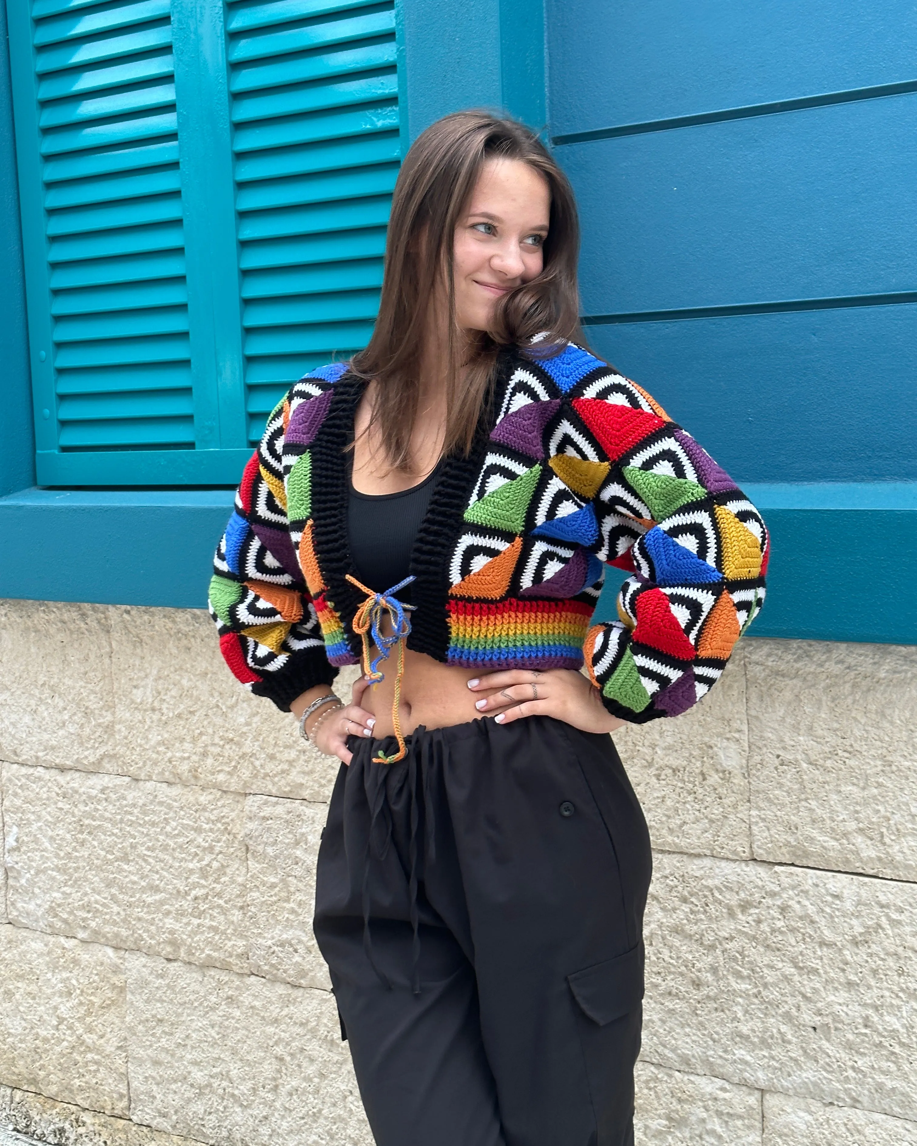 Crochet Geometry Jacket Beatriz Granny Square  PDF Pattern (instant download)