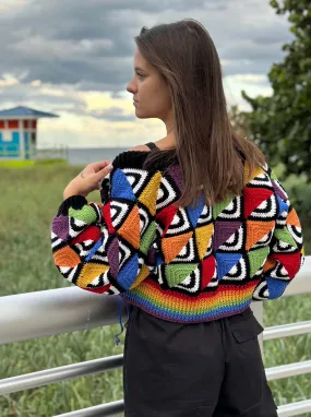 Crochet Geometry Jacket Beatriz Granny Square  PDF Pattern (instant download)