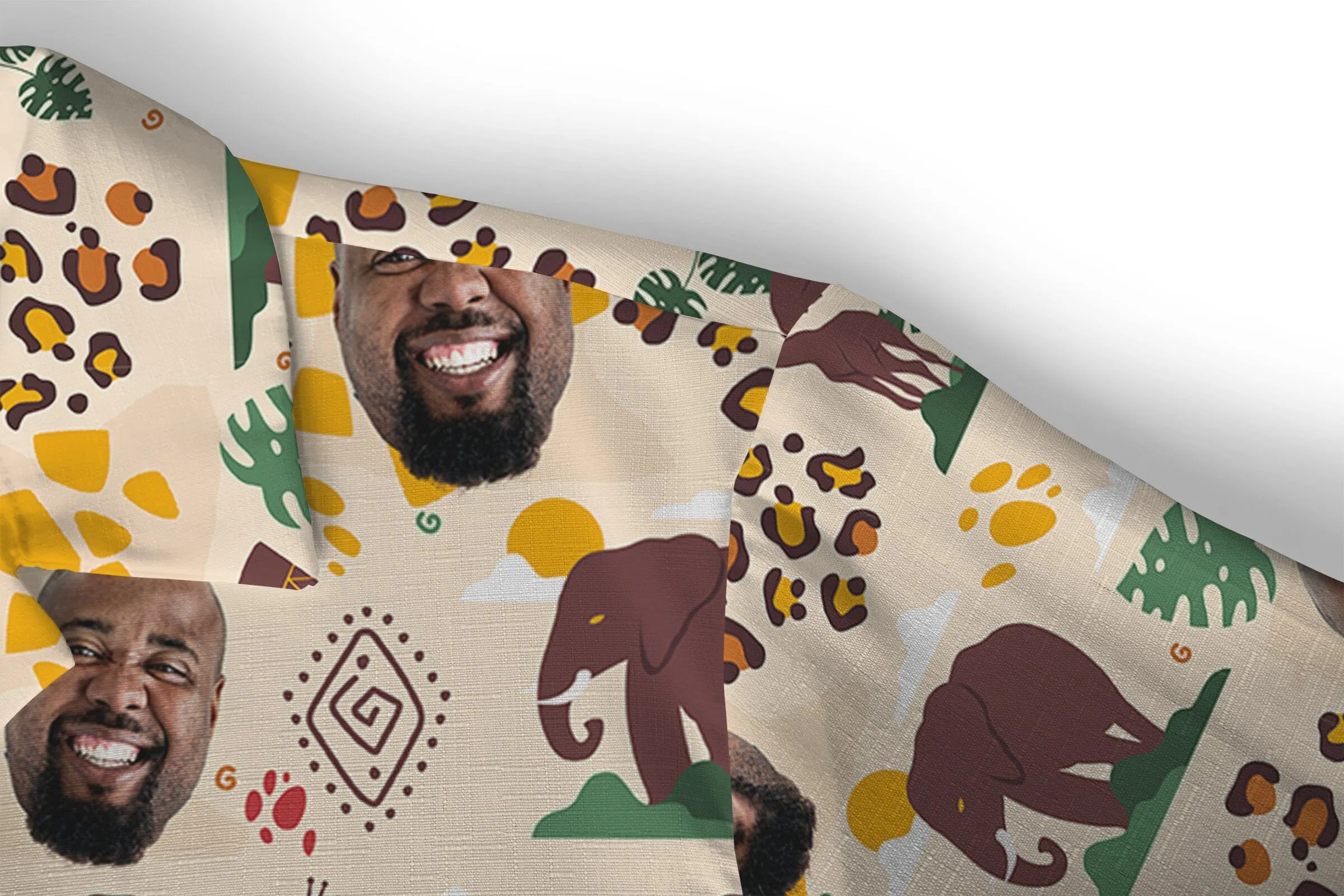 Custom Face African Patterns 2 Linen Hawaiian Shirt