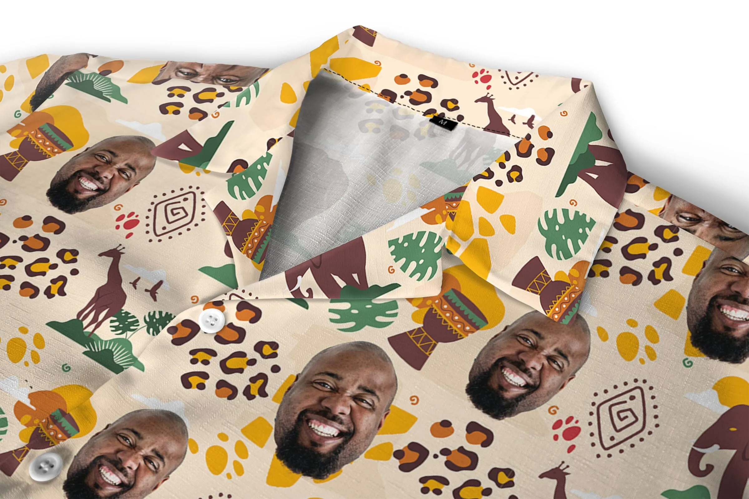 Custom Face African Patterns 2 Linen Hawaiian Shirt