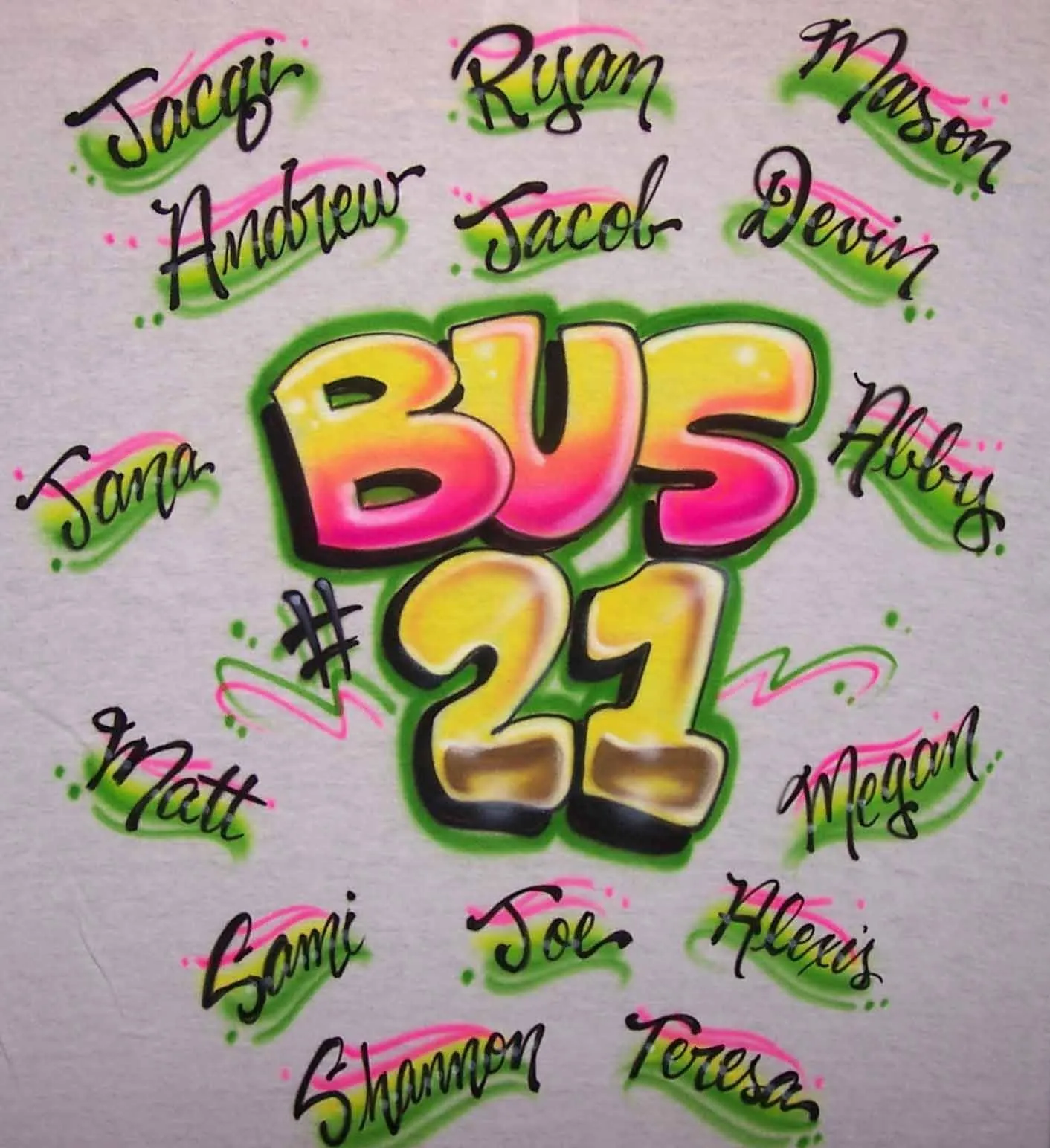 Custom School Bus Camp Trip Airbrushed Double Sided Shirt Design