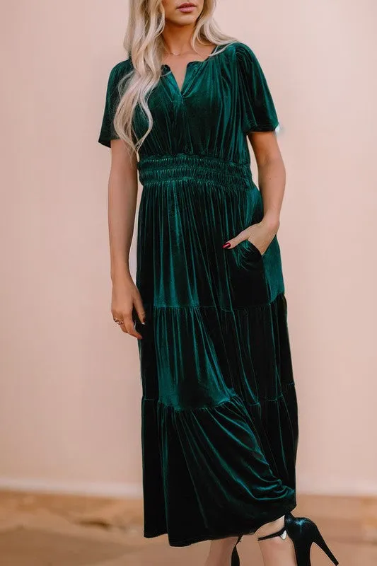 Dahlia Velvet Maxi Dress Green