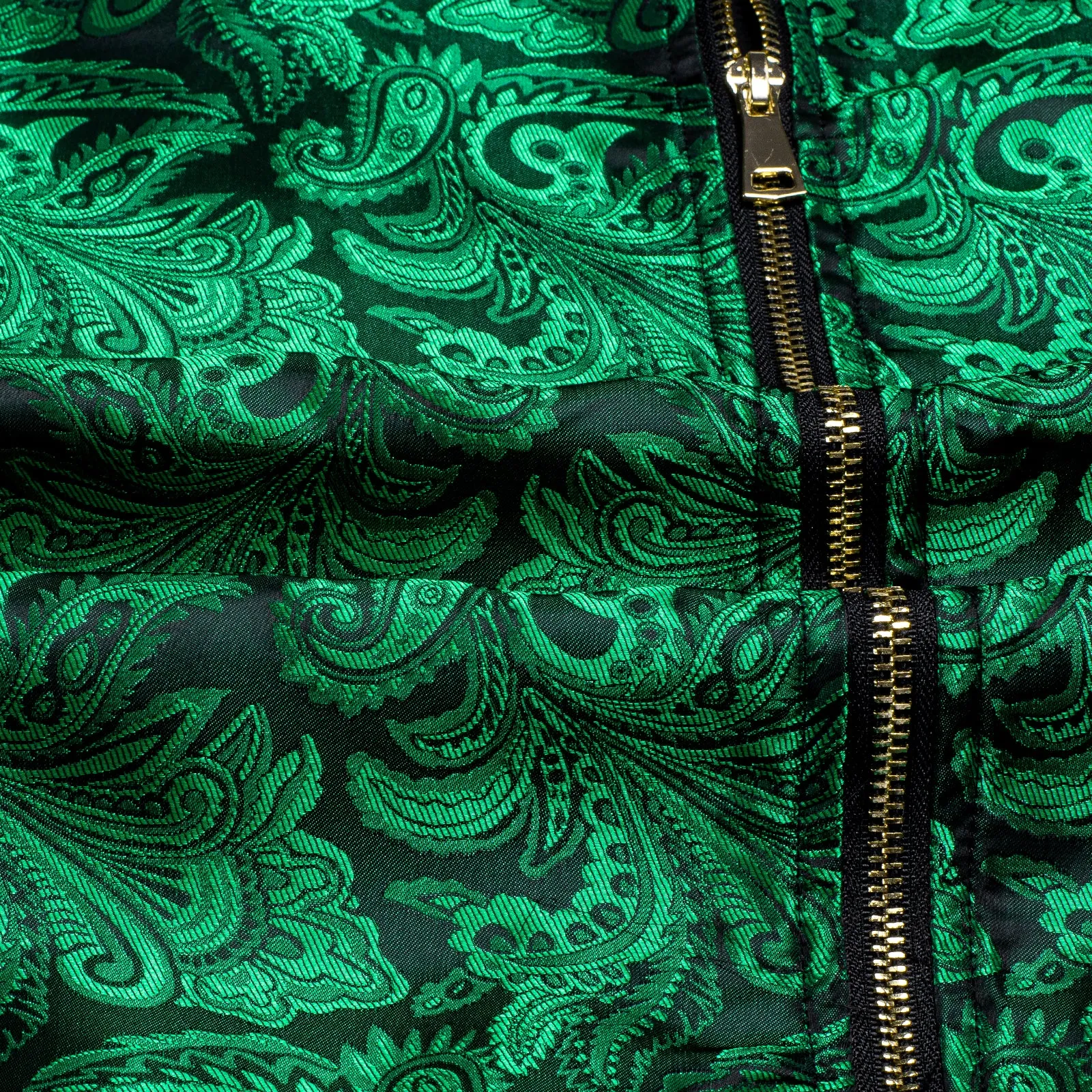 Dark Green Paisley Men's Zipper Thin Jacket