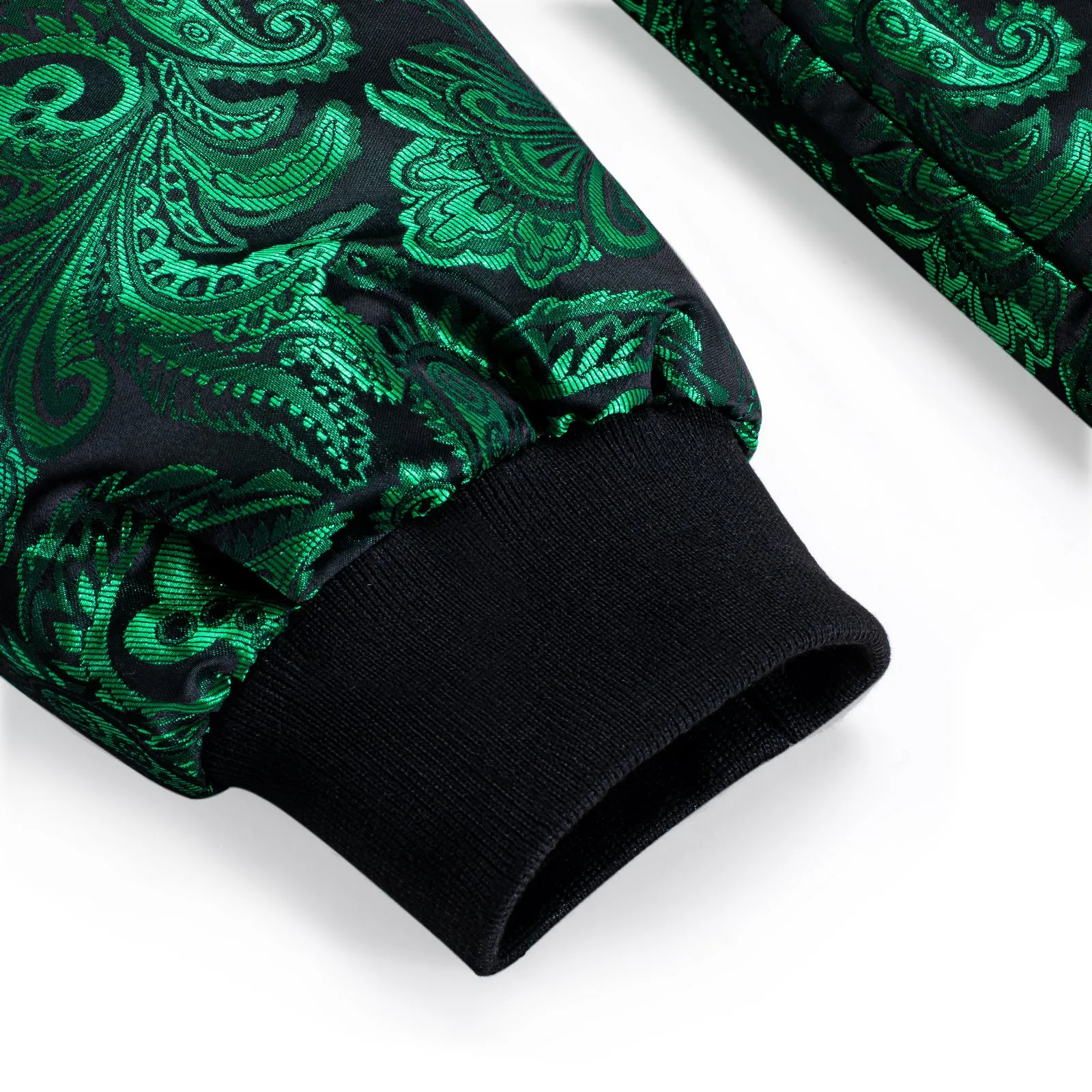 Dark Green Paisley Men's Zipper Thin Jacket