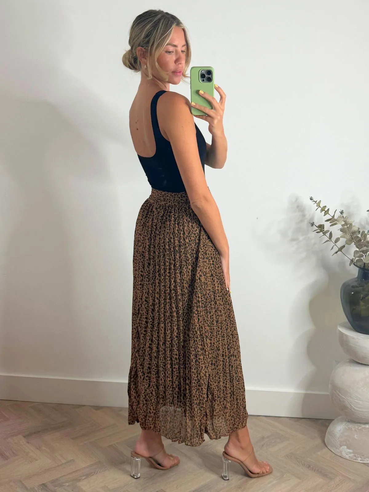 Demi Pleated Midi Skirt / Animal