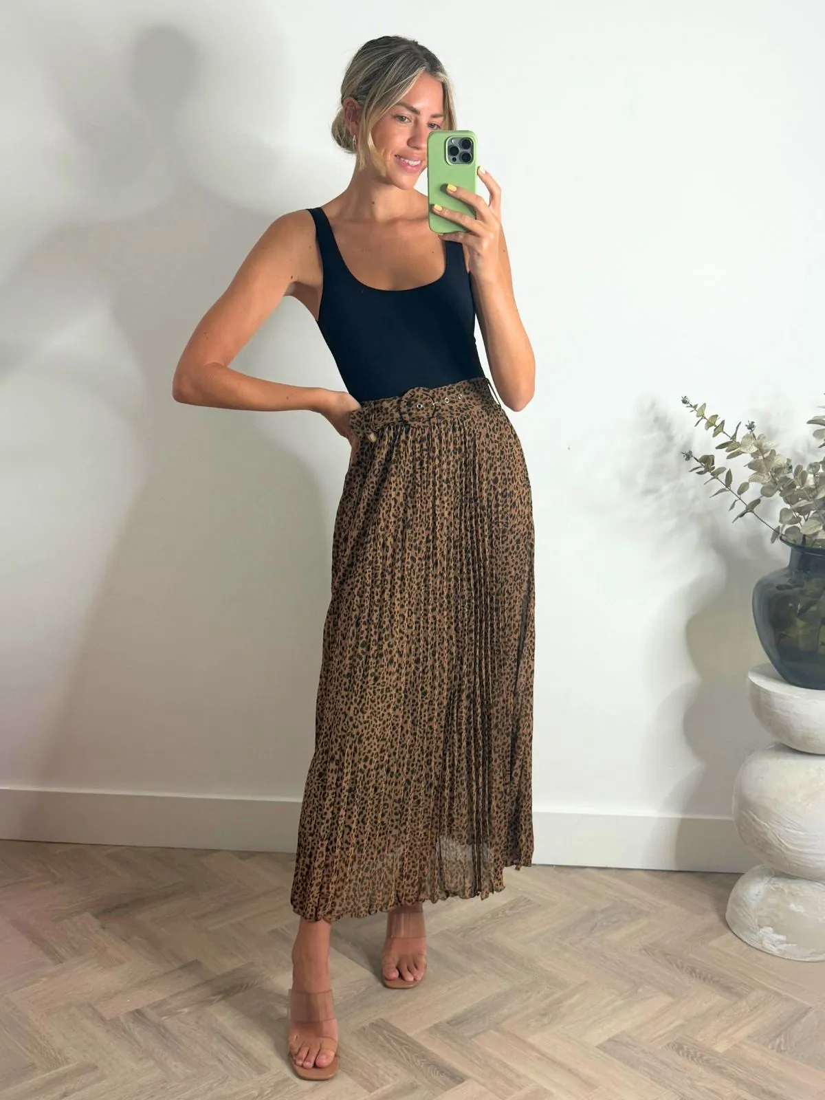 Demi Pleated Midi Skirt / Animal