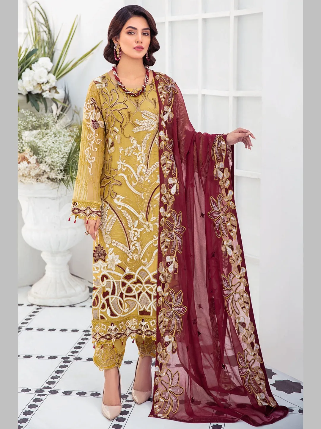 Designer Embroidered Chiffon