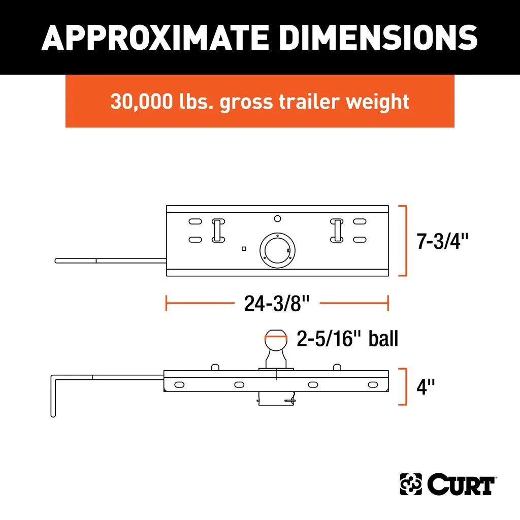 Double Lock Gooseneck Hitch, 2-5/16" Ball, 30K (Brackets Required)