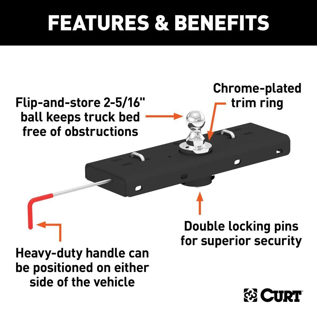 Double Lock Gooseneck Hitch, 2-5/16" Ball, 30K (Brackets Required)