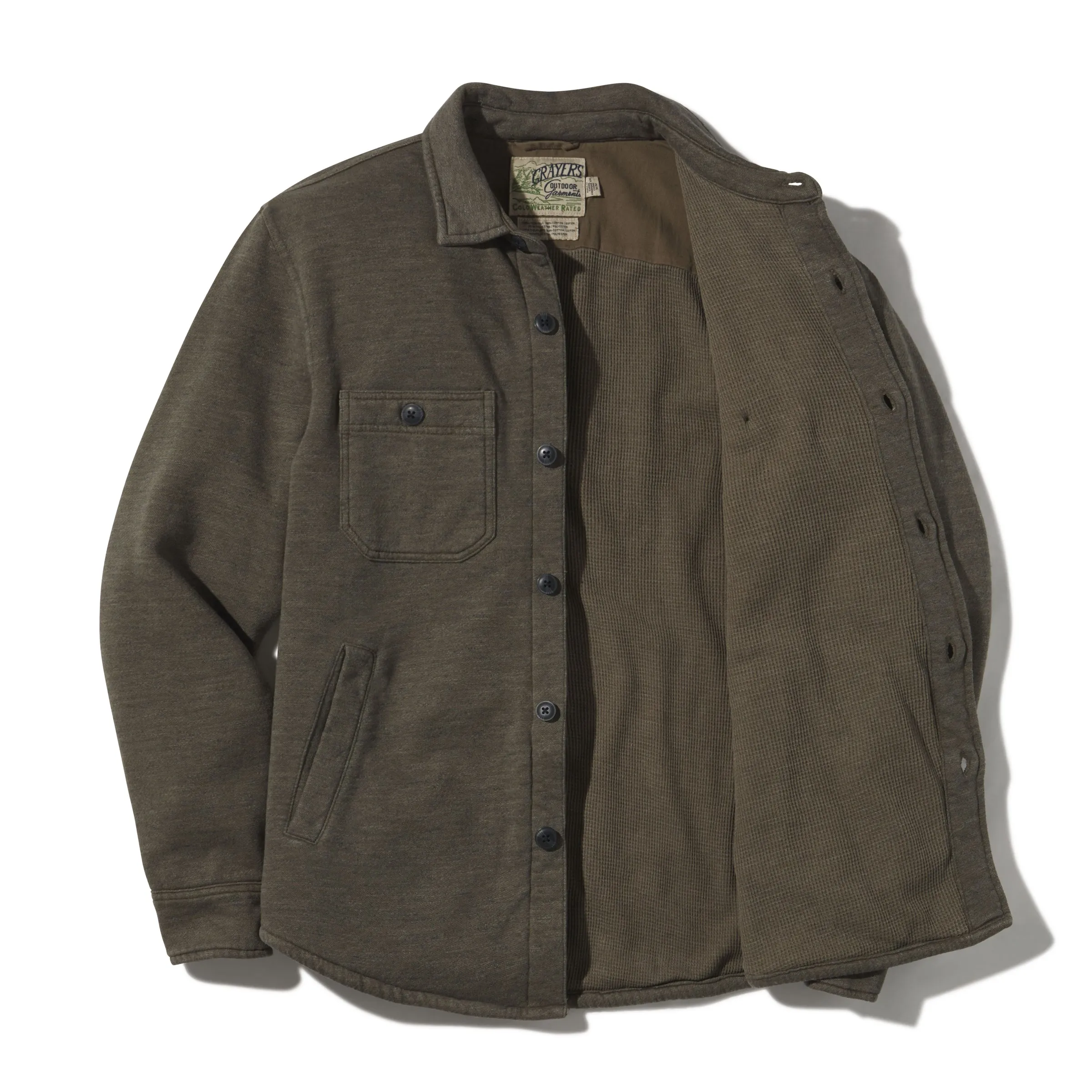 Dunlop Waffle Lined Shirt Jacket - Olive