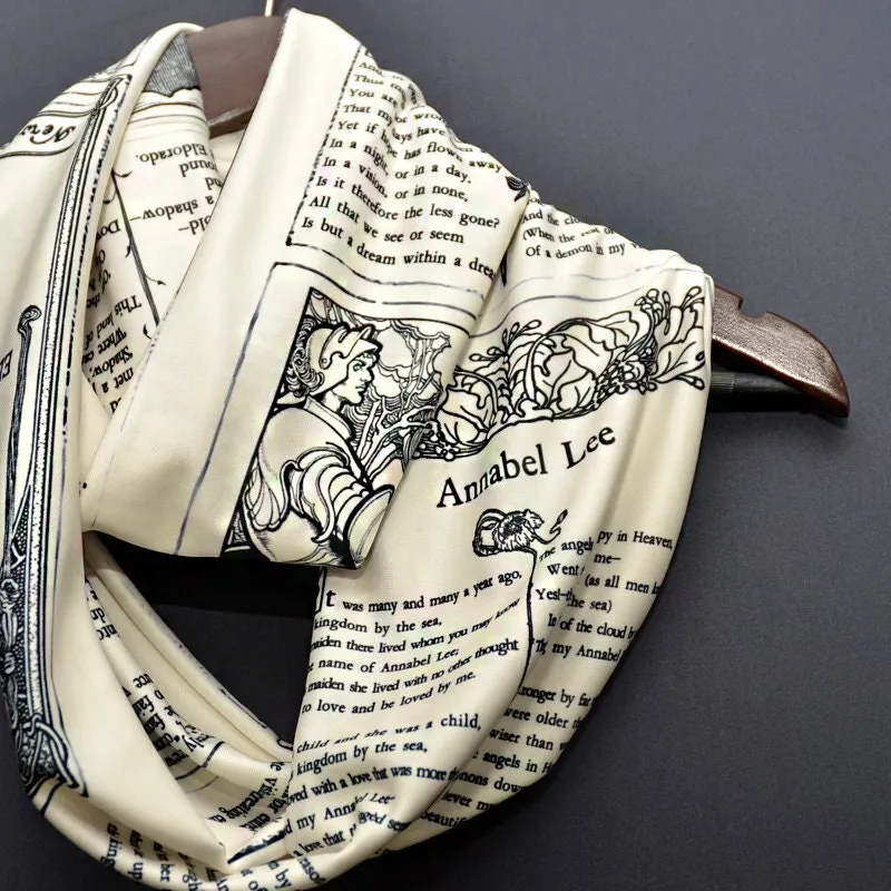 Edgar Allan Poe Poems Infinity Scarf. Annabel Lee, Alone, The Raven, A Dream Within a Dream, Eldorado.