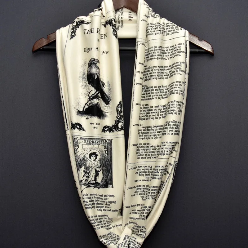 Edgar Allan Poe Poems Infinity Scarf. Annabel Lee, Alone, The Raven, A Dream Within a Dream, Eldorado.