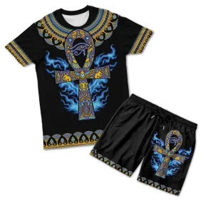 Egyptian Ankh Ft Eye Of Ra T-shirt and Shorts Set