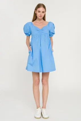 English Factory - Puff Sleeve V-Neck Babydoll Dress