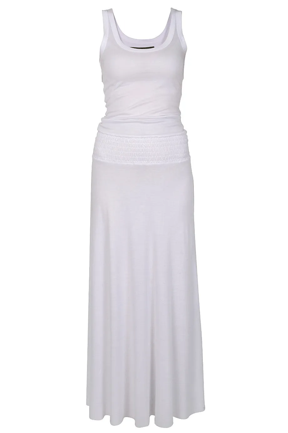 ENZA COSTA BOLD Smocked White Maxi Dress