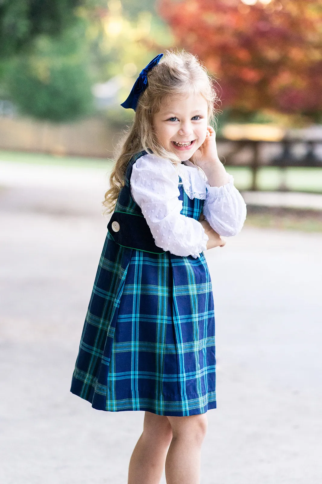 Fall  Blue Plaid Girl's Jumper set