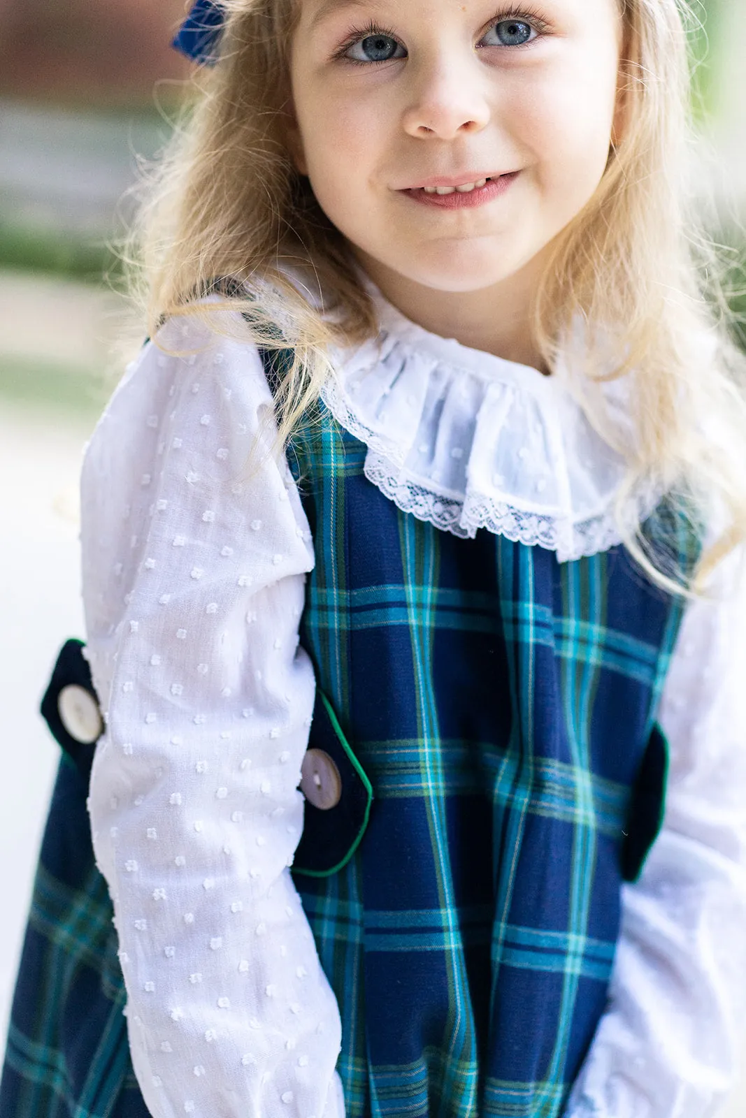 Fall  Blue Plaid Girl's Jumper set