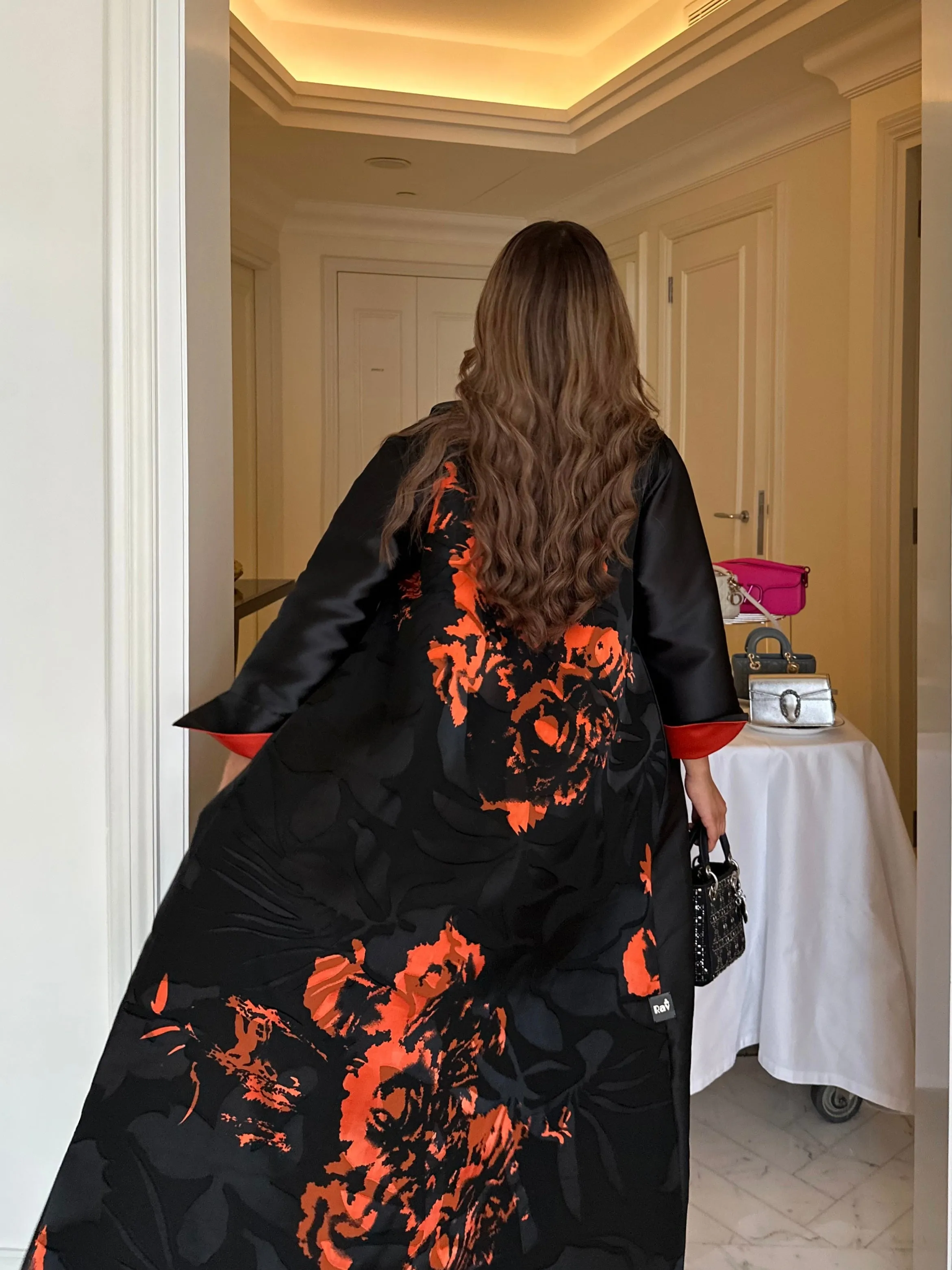 FANCY ORANGE-BLACK BLAZER ABAYA #453