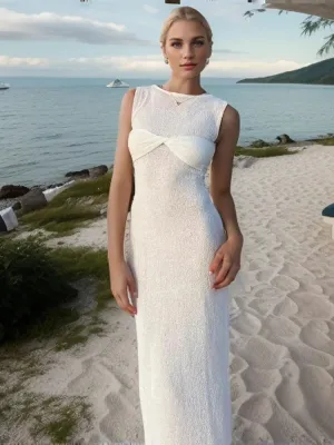 Fashion Sleeveless Knitted O Neck Long Women Holiday Slim Fit Knit Beach Elegant Summer Maxi Dress