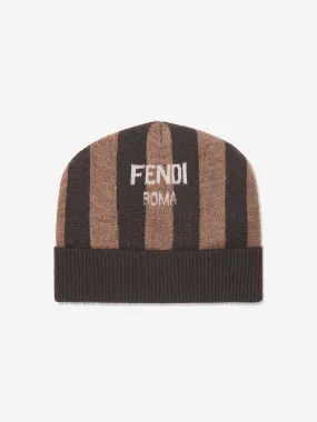 Fendi Baby Wool Roma Beanie Hat in Brown