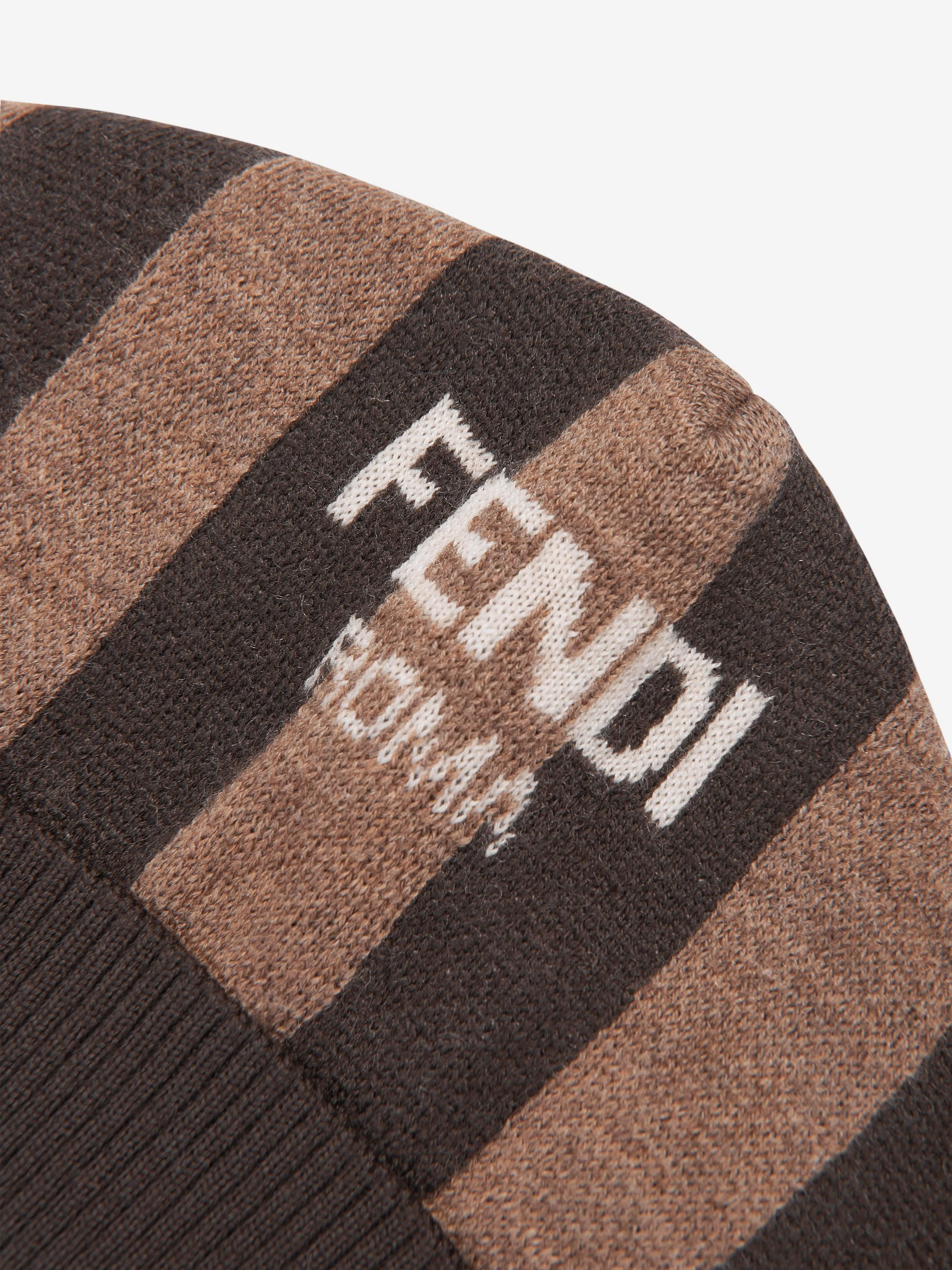 Fendi Baby Wool Roma Beanie Hat in Brown