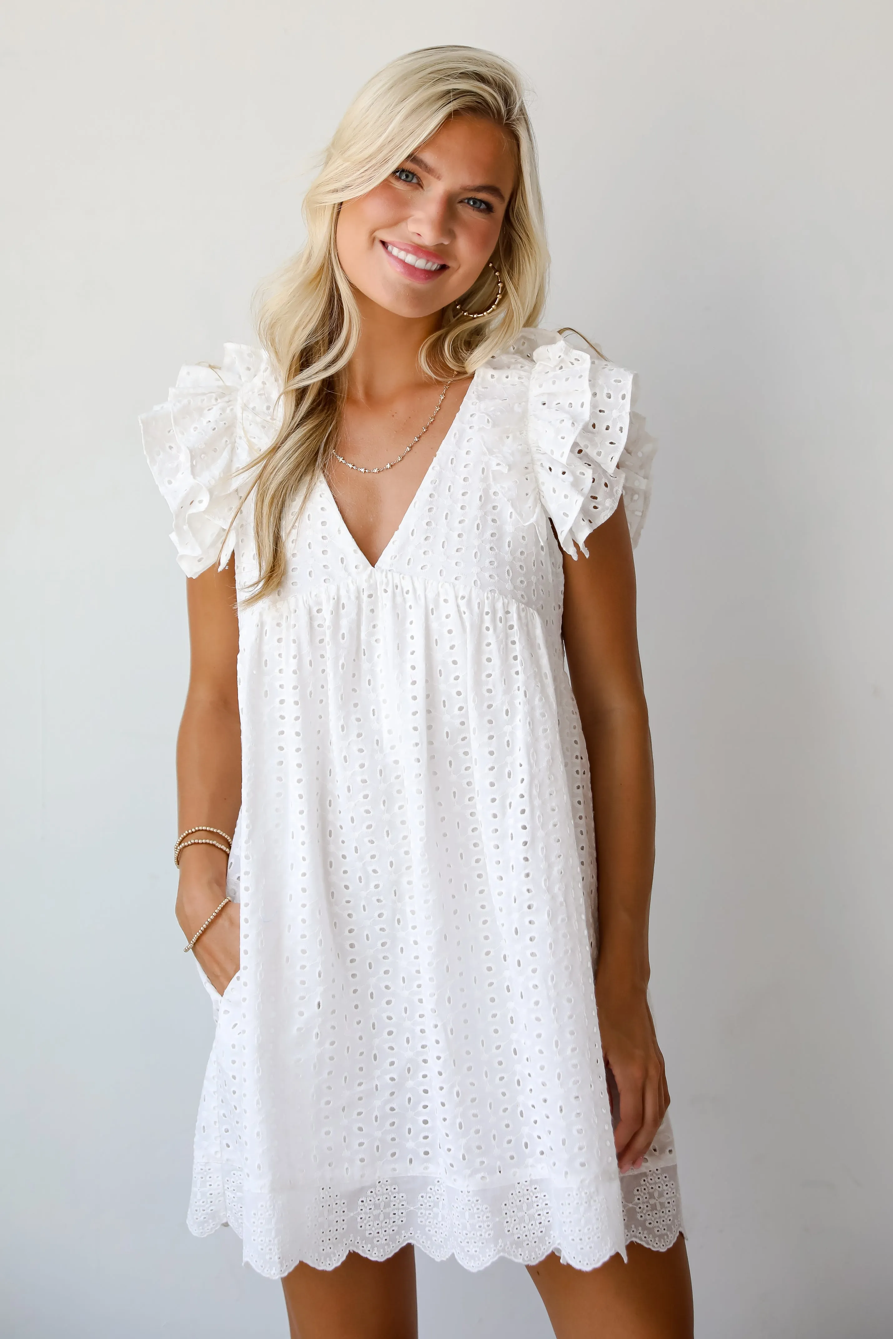 FINAL SALE - Truly Heavenly Eyelet Romper Dress