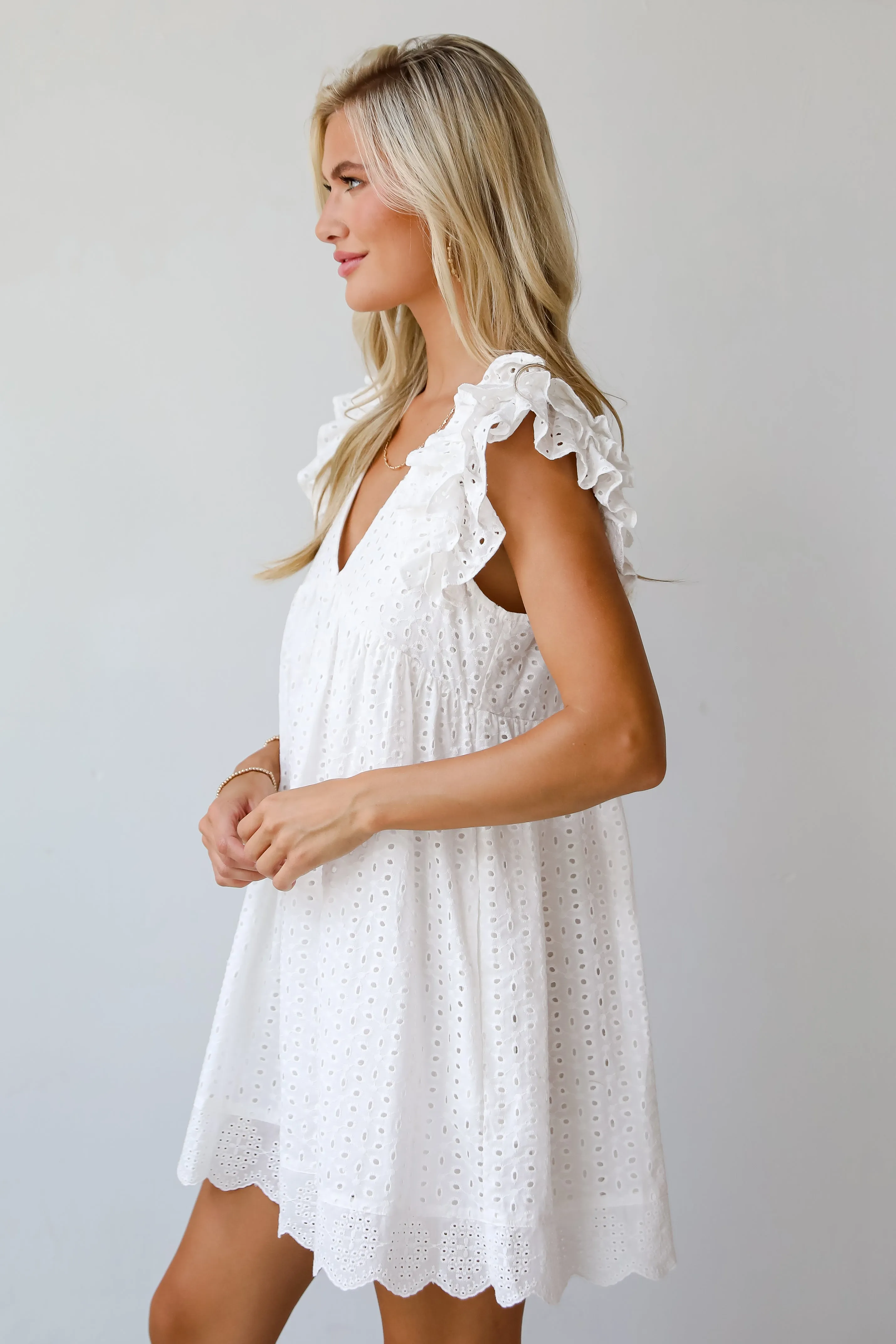 FINAL SALE - Truly Heavenly Eyelet Romper Dress