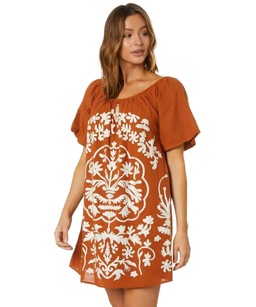 Fiona Embroidered Mini Ochre Dress Combo