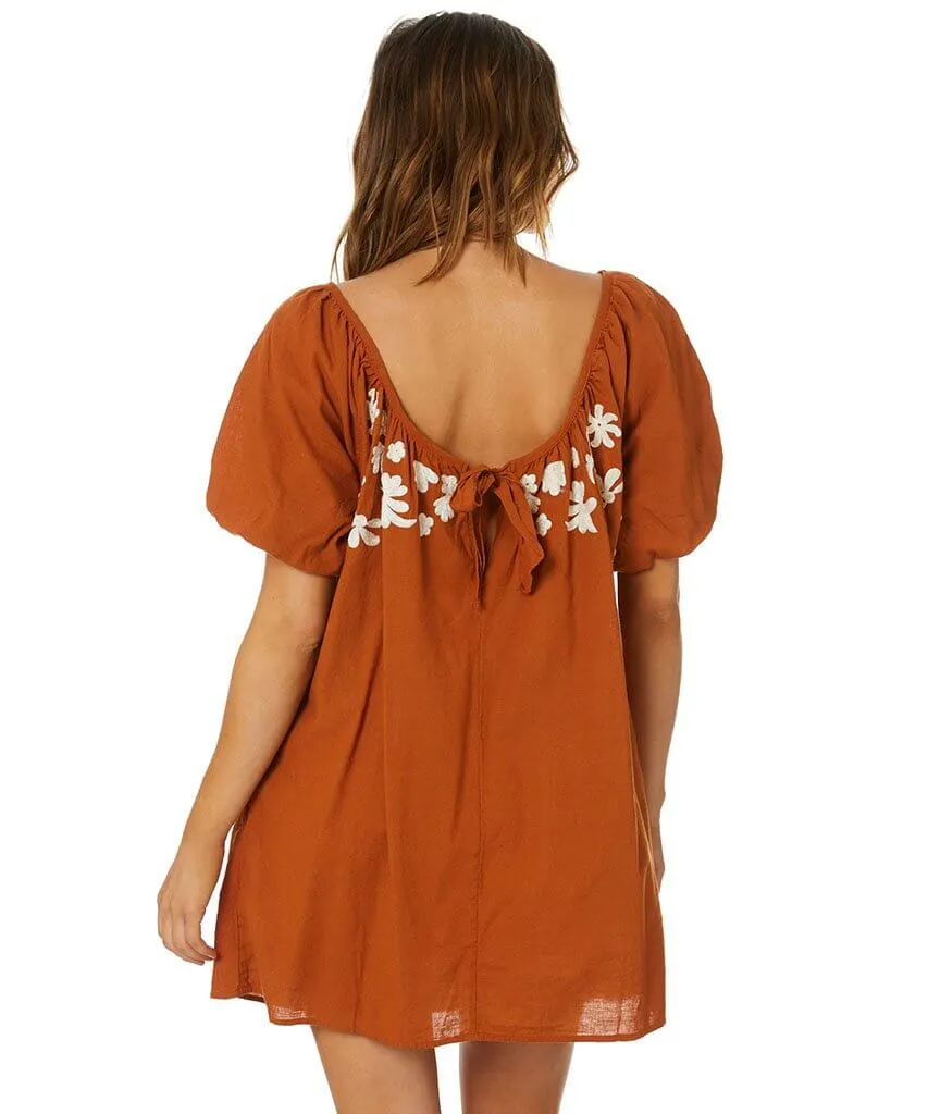 Fiona Embroidered Mini Ochre Dress Combo