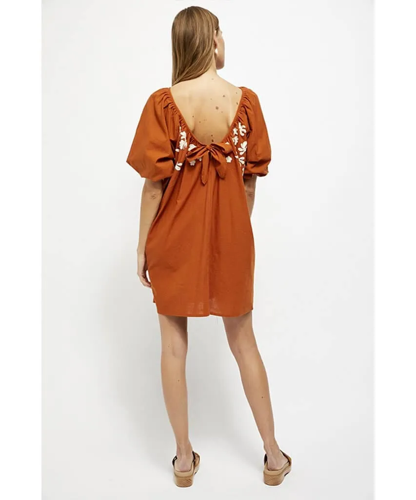 Fiona Embroidered Mini Ochre Dress Combo